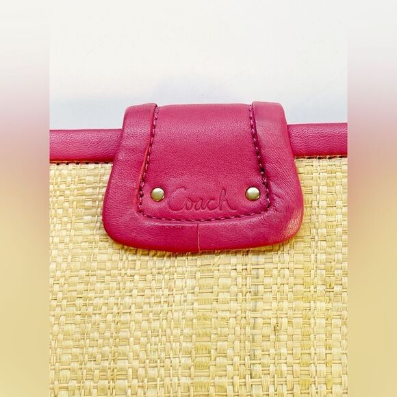 COACH PINK PARK STRAW CLUTCH Y2K wristlet BAG - Picture 6 of 10